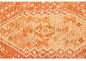 Tappeto Kilim Stilizzato Arancione Beige 104x148 Cm