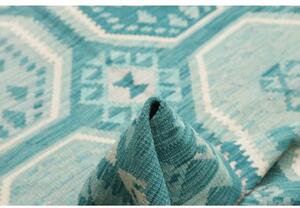 Tappeto Kilim Stilizzato Turchese Azzurro 159x203 Cm