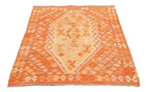 Tappeto Kilim Stilizzato Arancione Beige 104x148 Cm