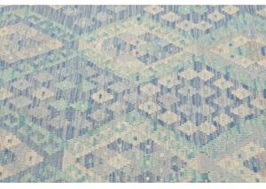 Tappeto Kilim Geometrico Azzurro Avorio 103x150 Cm