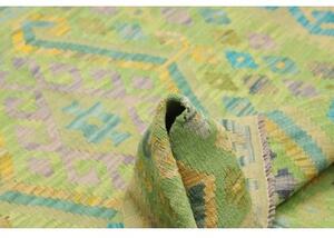 Tappeto Kilim Geometrico Verde Giallo 102x150 Cm