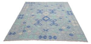 Tappeto Kilim Geometrico Celeste Blu 154x198 Cm