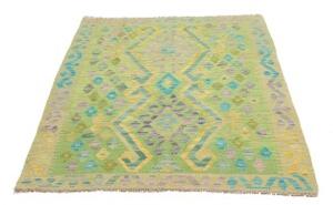 Tappeto Kilim Geometrico Verde Giallo 102x150 Cm