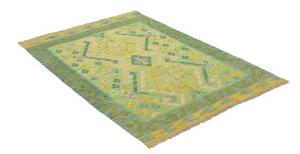 Tappeto Kilim Geometrico Verde Chiaro Verde Petrolio 102x149 Cm