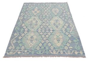 Tappeto Kilim Geometrico Azzurro Avorio 103x150 Cm