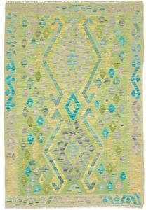 Tappeto Kilim Geometrico Verde Giallo 102x150 Cm
