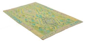 Tappeto Kilim Geometrico Verde Giallo 102x150 Cm
