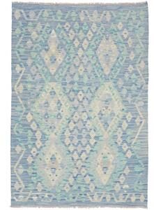 Tappeto Kilim Geometrico Azzurro Avorio 103x150 Cm