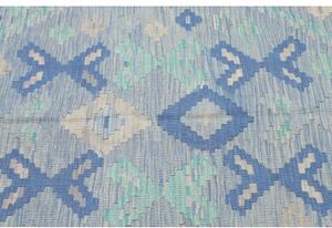 Tappeto Kilim Geometrico Celeste Blu 154x198 Cm