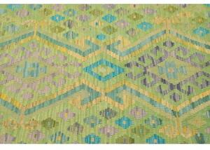 Tappeto Kilim Geometrico Verde Giallo 102x150 Cm