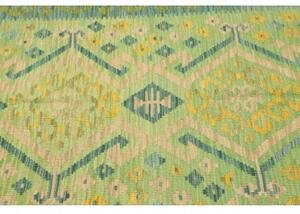 Tappeto Kilim Geometrico Verde Chiaro Verde Petrolio 102x149 Cm