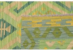Tappeto Kilim Geometrico Verde Chiaro Verde Petrolio 102x149 Cm