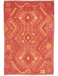 Tappeto Kilim Geometrico Rosso Giallo 103x149 Cm