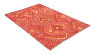 Tappeto Kilim Geometrico Rosso Giallo 103x149 Cm