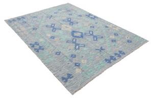 Tappeto Kilim Geometrico Celeste Blu 154x198 Cm