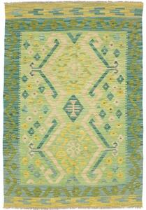 Tappeto Kilim Geometrico Verde Chiaro Verde Petrolio 102x149 Cm
