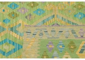 Tappeto Kilim Geometrico Verde Giallo 102x150 Cm