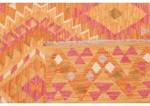 Tappeto Kilim Geometrico Arancione Rosa 100x146 Cm