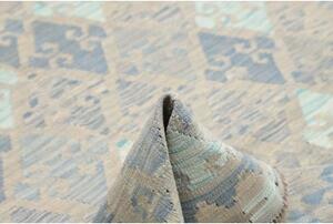 Tappeto Kilim Geometrico Grigio Tortora Azzurro 150x196 Cm