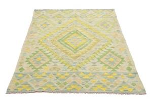 Tappeto Kilim Geometrico Verde Giallo 102x147 Cm