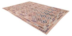 Tappeto Kilim Geometrico Beige Marrone 242x340 Cm