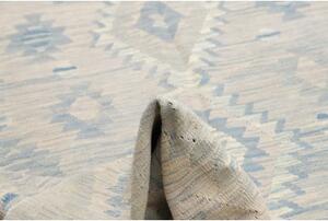 Tappeto Kilim Geometrico Grigio Chiaro Azzurro 207x283 Cm