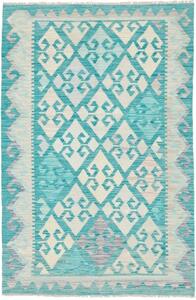 Tappeto Kilim Geometrico Turchese Beige 100x152 Cm