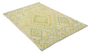 Tappeto Kilim Geometrico Verde Giallo 102x147 Cm