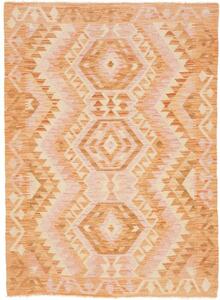Tappeto Kilim Geometrico Arancione Chiaro Rosa Cipria 105x144 Cm