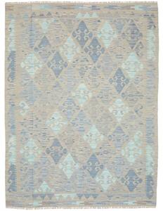 Tappeto Kilim Geometrico Grigio Tortora Azzurro 150x196 Cm