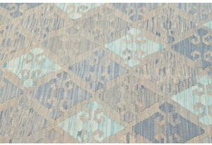 Tappeto Kilim Geometrico Grigio Tortora Azzurro 150x196 Cm