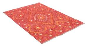 Tappeto Kilim Geometrico Rosso Arancione 106x144 Cm