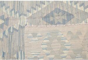Tappeto Kilim Geometrico Grigio Chiaro Azzurro 207x283 Cm
