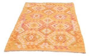Tappeto Kilim Geometrico Giallo Senape Arancione 96x142 Cm