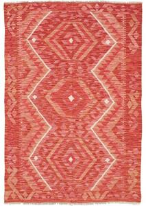 Tappeto Kilim Geometrico Rosso Beige 102x147 Cm