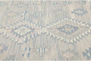 Tappeto Kilim Geometrico Grigio Chiaro Azzurro 207x283 Cm