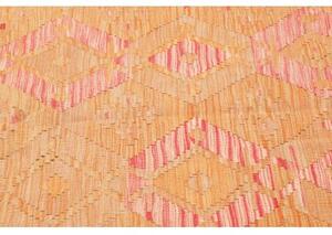 Tappeto Kilim Geometrico Arancione Rosa 153x188 Cm