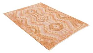 Tappeto Kilim Geometrico Arancione Chiaro Rosa Cipria 105x144 Cm