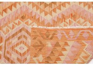 Tappeto Kilim Geometrico Arancione Chiaro Rosa Cipria 105x144 Cm