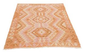 Tappeto Kilim Geometrico Arancione Chiaro Rosa Cipria 105x144 Cm