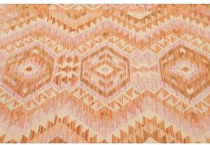 Tappeto Kilim Geometrico Arancione Chiaro Rosa Cipria 105x144 Cm