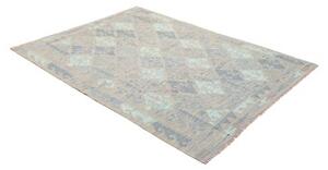 Tappeto Kilim Geometrico Grigio Tortora Azzurro 150x196 Cm