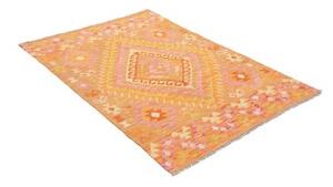 Tappeto Kilim Geometrico Arancione Rosa 104x156 Cm