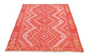 Tappeto Kilim Geometrico Rosso Beige 102x147 Cm