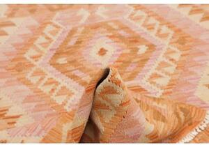 Tappeto Kilim Geometrico Arancione Chiaro Rosa Cipria 105x144 Cm