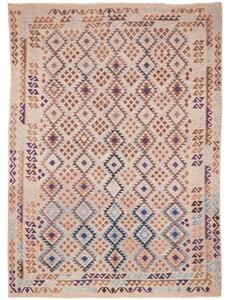 Tappeto Kilim Geometrico Beige Marrone 242x340 Cm
