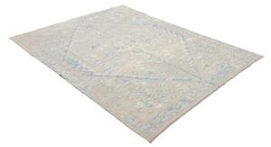 Tappeto Kilim Stilizzato Grigio Chiaro Azzurro 160x198 Cm