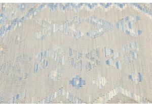Tappeto Kilim Stilizzato Grigio Chiaro Azzurro 160x198 Cm