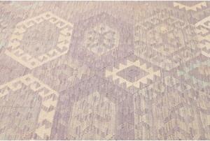 Tappeto Kilim Geometrico Grigio Tortora Avorio 206x288 Cm