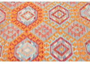 Tappeto Kilim Geometrico Azzurro Arancione 108x163 Cm